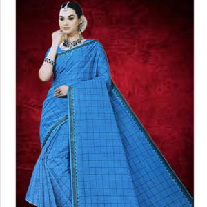 Sky blue pure cotton saree small buti embroidery