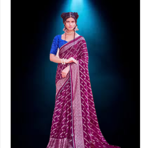 Ding dong chiffon  wine color saree