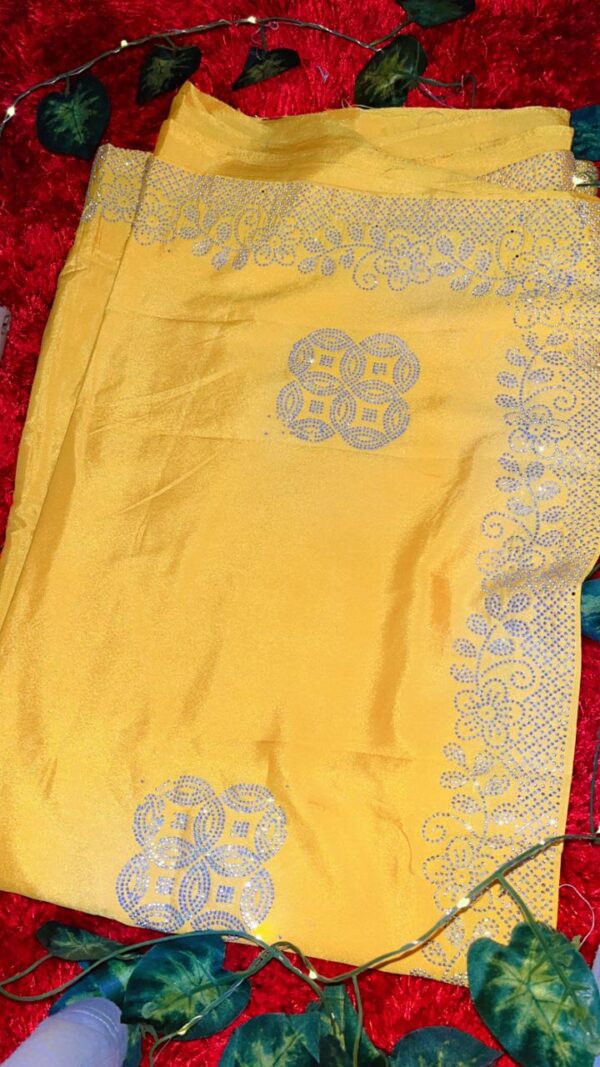 Radiant Yellow Traditional Saree with Elegant Printed Border & Motifs