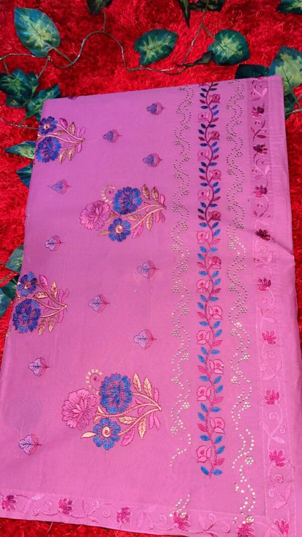 Pink Floral Cotton Saree