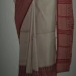 FABRIC ; HANDLOOM COTTON COLOR: COMBINATE OF WHITE-RED EMBROIDERY- RED THREAD WORK BORDER