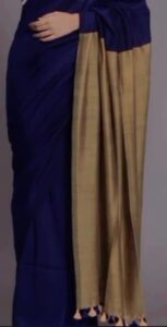 BLUE HANDLOOM FABRIC: COTTON TYPE : HANDLOOM COTTON COLOR: ROYAL BLUE PLAIN SAREE