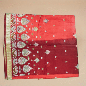 Cherry Red Maroon Dual Tone Saree with Full Heavy Zari Embroidery