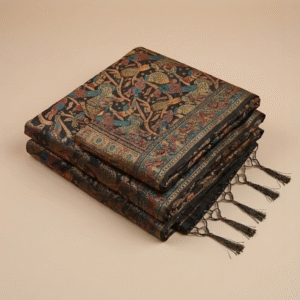 Black Banarasi Silk Saree – Handwoven Multicolor Zari Work | Madhubani Inspired Motifs