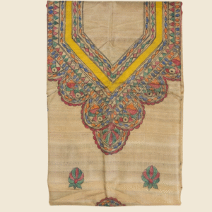 Pure Tussar Silk Hand-Painted Madhubani Suit Material (Unstitched)