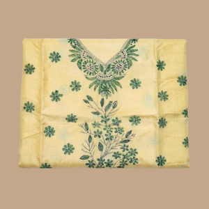 Pure Silk Golden Thread Work Suit Material (Unstitched)