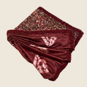 Luxury Maroon Ikat Silk Saree with Lace Work Detailing