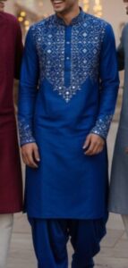 Neel Madhubani Kurta–Salwar Set – Handloom Cotton Silk with Geometric Madhubani Embroidery | Royal Indigo