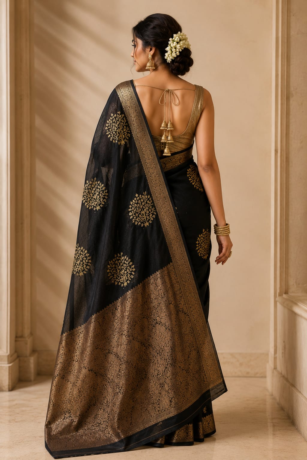 Midnight Royal Zari Saree ✨ - Image 2