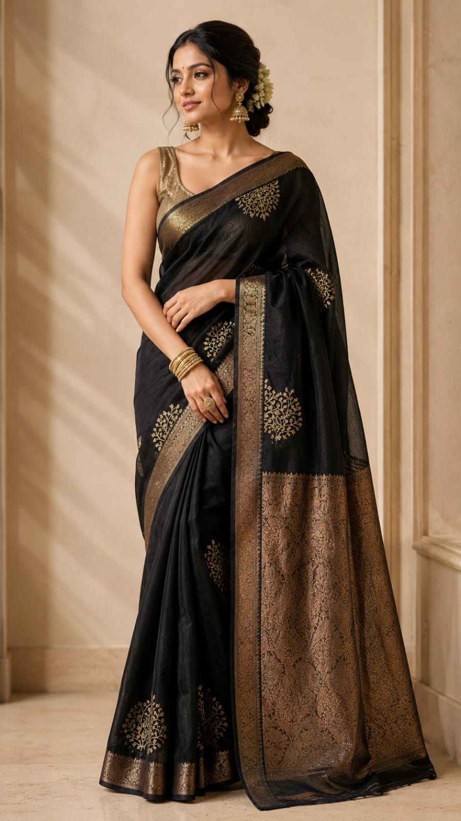 Midnight Royal Zari Saree ✨